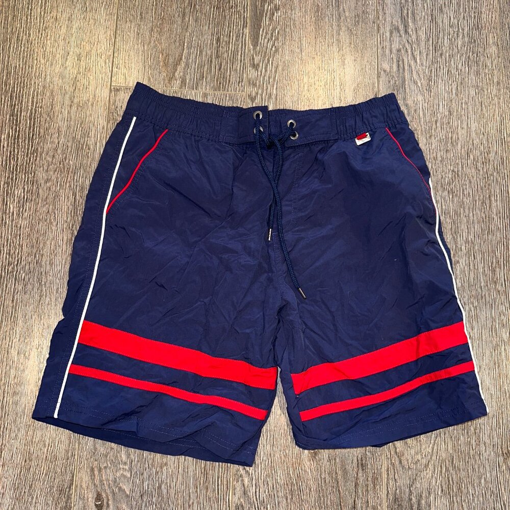 HOM Men’s Swim Shorts – Size Medium – Navy/Red